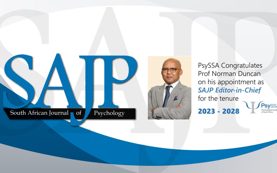 PsySSA Congratulates Prof Norman Duncan on his appointment as SAJP Editor-in-Chief 2023 – 2028