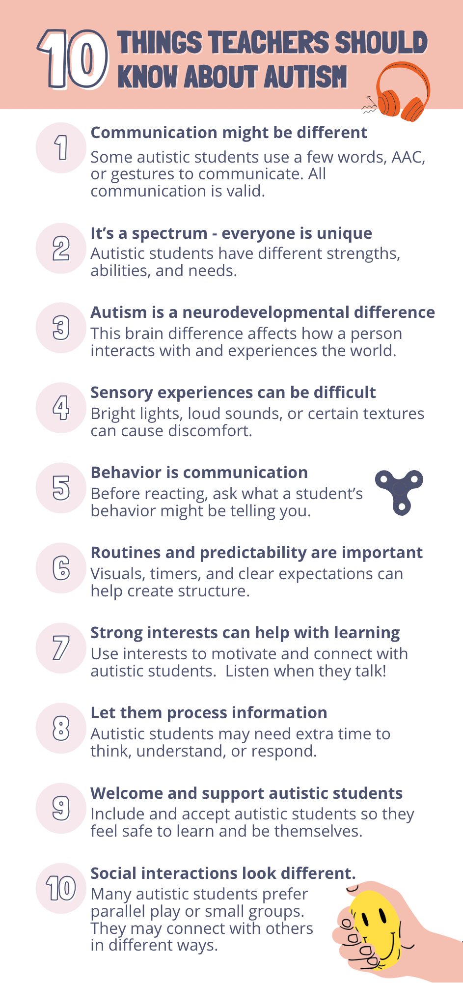 10 Things Teachers Should Know About Autism Infographic in a Neutral Simple Style